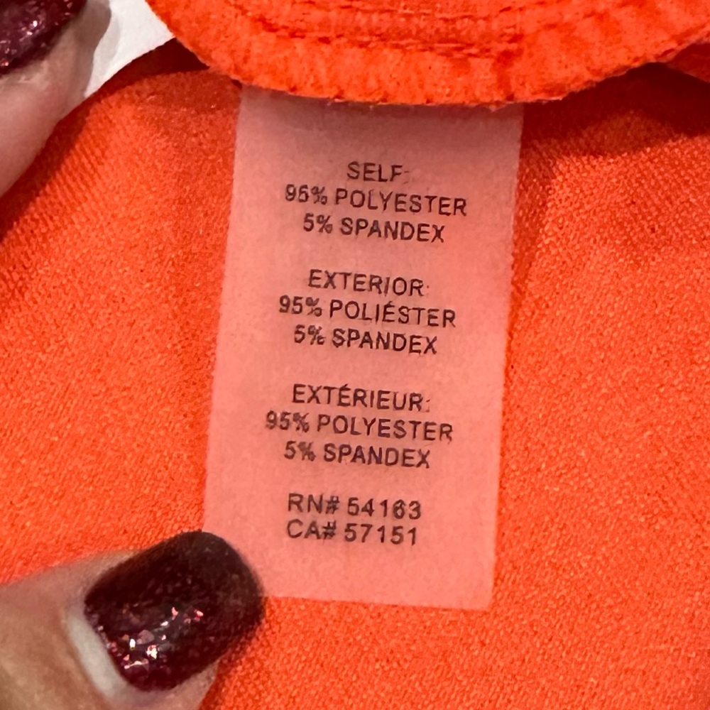 Guess Coral Orange 1/4 Zip Front Short Sleeve Midi Dress - Size Small - Picture 9 of 15